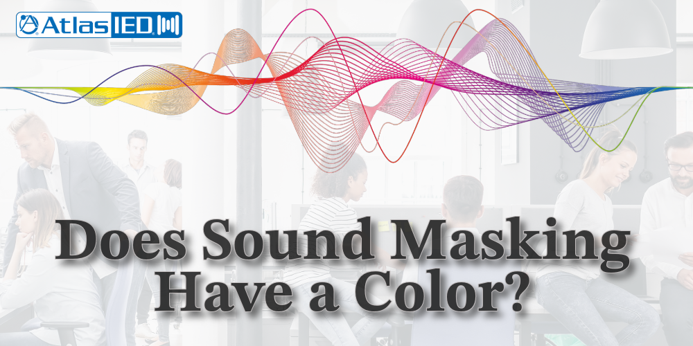 Sound masking system with colorful waves and words
